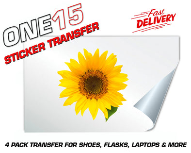 SUNFLOWER STICKER HEAT ACTIVATED TRANSFER FOR SHOES, LAPTOPS, FLASKS ETC