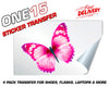 PINK FANTASY BUTTERFLY STICKER HEAT ACTIVATED TRANSFER FOR SHOES, LAPTOPS, FLASKS ETC