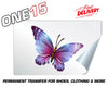 MULTI COLOR BUTTERFLY PERMANENT FULL COLOR HEAT ACTIVATED TRANSFER FOR LEATHER, FABRIC, CLOTHING ETC