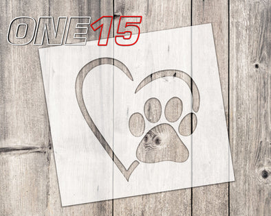 Dog paw heart mylar stencil | reusable | for wood food t shirt shoes painting airbrushing | food safe | diy crafting