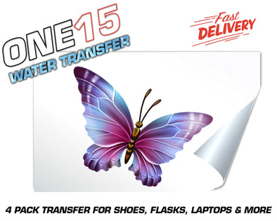 MULTI COLOR BUTTERFLY FULL COLOR WATER ACTIVATED TRANSFER FOR SHOES, FLASKS, CUPS, LAPTOPS ETC