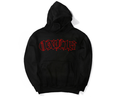 ONE15 RED SPELL OUT LOGO HOODIE