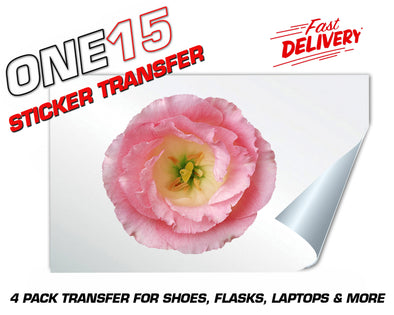 PINK FLOWER STICKER HEAT ACTIVATED TRANSFER FOR SHOES, LAPTOPS, FLASKS ETC
