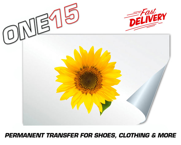SUNFLOWER PERMANENT FULL COLOR HEAT ACTIVATED TRANSFER FOR LEATHER, FABRIC, CLOTHING ETC