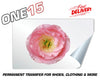 PINK FLOWER PERMANENT FULL COLOR HEAT ACTIVATED TRANSFER FOR LEATHER, FABRIC, CLOTHING ETC