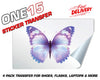 PURPLE FANTASY BUTTERFLY STICKER HEAT ACTIVATED TRANSFER FOR SHOES, LAPTOPS, FLASKS ETC