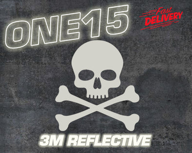 SKULL & BONES 3M REFLECTIVE HEAT ACTIVATED TRANSFER FOR LEATHER, FABRIC, WOOD, PLASTIC, GLASS ETC