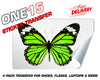 GREEN BUTTERFLY STICKER HEAT ACTIVATED TRANSFER FOR SHOES, LAPTOPS, FLASKS ETC