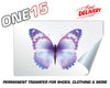 PURPLE FANTASY BUTTERFLY PERMANENT FULL COLOR HEAT ACTIVATED TRANSFER FOR LEATHER, FABRIC, CLOTHING ETC