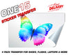 RAINBOW BUTTERFLY STICKER HEAT ACTIVATED TRANSFER FOR SHOES, LAPTOPS, FLASKS ETC