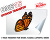 ORANGE SIDE PROFILE BUTTERFLY STICKER HEAT ACTIVATED TRANSFER FOR SHOES, LAPTOPS, FLASKS ETC