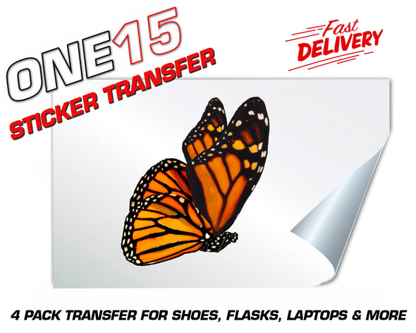 ORANGE SIDE PROFILE BUTTERFLY STICKER HEAT ACTIVATED TRANSFER FOR SHOES, LAPTOPS, FLASKS ETC
