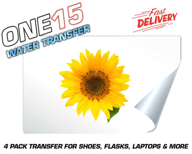 SUNFLOWER FULL COLOR WATER ACTIVATED TRANSFER FOR SHOES, FLASKS, CUPS, LAPTOPS ETC