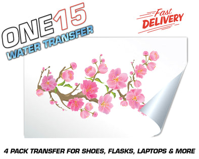 CHERRY BLOSSOM FULL COLOR WATER ACTIVATED TRANSFER FOR SHOES, FLASKS, CUPS, LAPTOPS ETC