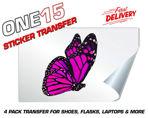 PINK SIDE PROFILE BUTTERFLY STICKER HEAT ACTIVATED TRANSFER FOR SHOES, LAPTOPS, FLASKS ETC