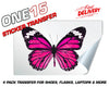 PINK BUTTERFLY STICKER HEAT ACTIVATED TRANSFER FOR SHOES, LAPTOPS, FLASKS ETC