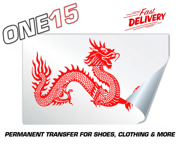 CHINESE DRAGON PERMANENT FULL COLOR HEAT ACTIVATED TRANSFER FOR LEATHER, FABRIC, CLOTHING ETC
