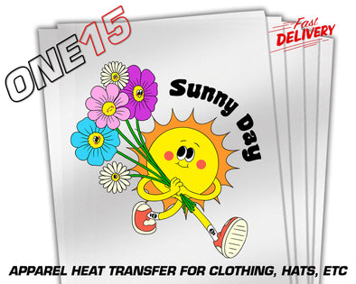 SUNNY DAY FULL COLOR CLOTHING HEAT TRANSFER FOR SHIRTS, HOODIES, HATS ETC