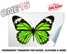 GREEN BUTTERFLY PERMANENT FULL COLOR HEAT ACTIVATED TRANSFER FOR LEATHER, FABRIC, CLOTHING ETC