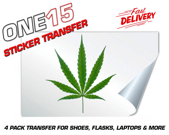 WEED LEAF STICKER HEAT ACTIVATED TRANSFER FOR SHOES, LAPTOPS, FLASKS ETC
