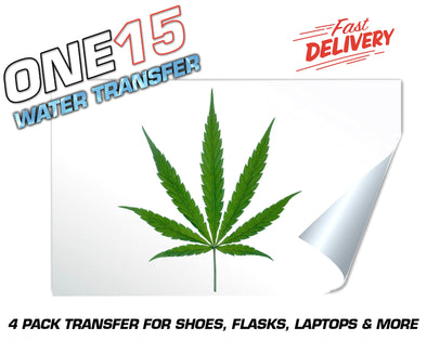 WEED LEAF FULL COLOR WATER ACTIVATED TRANSFER FOR SHOES, FLASKS, CUPS, LAPTOPS ETC