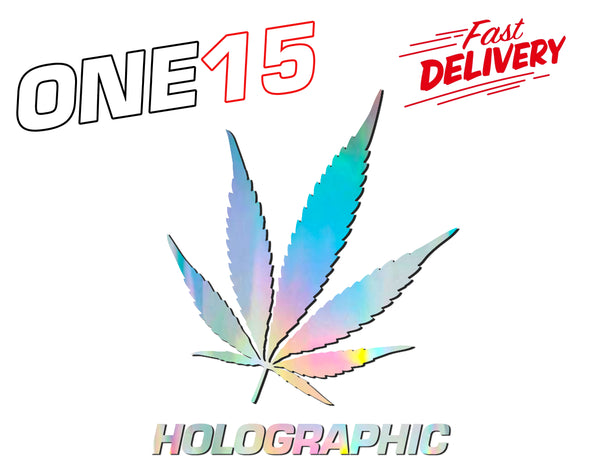 WEED LEAF HOLOGRAPHIC RAINBOW CHROME BUTTERFLY HEAT ACTIVATED TRANSFER FOR LEATHER, FABRIC, WOOD, PLASTIC, GLASS ETC