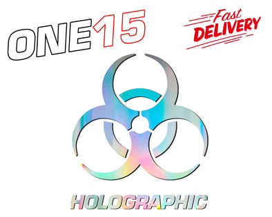 BIOHAZARD HOLOGRAPHIC RAINBOW CHROME BUTTERFLY HEAT ACTIVATED TRANSFER FOR LEATHER, FABRIC, WOOD, PLASTIC, GLASS ETC